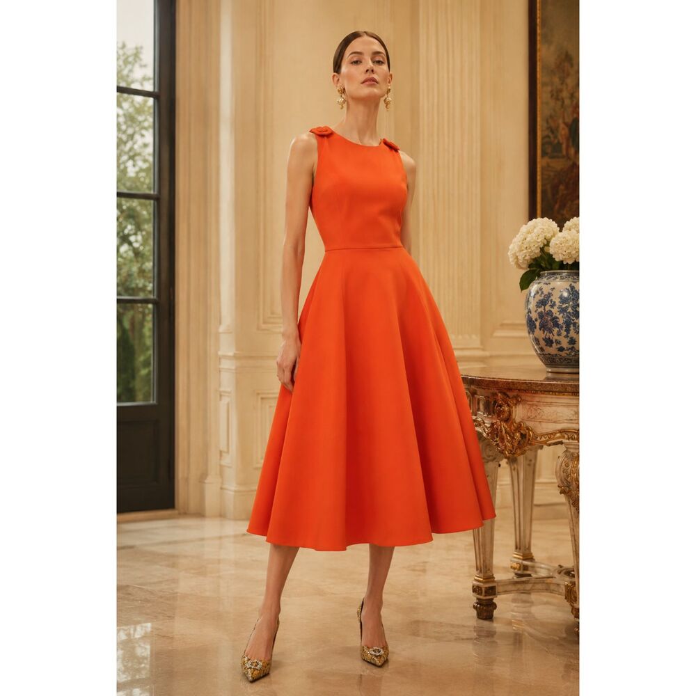 $2890 OSCAR DE LA RENTA 2021 Midi Length Dress Sz 6 - Picture 2 of 10